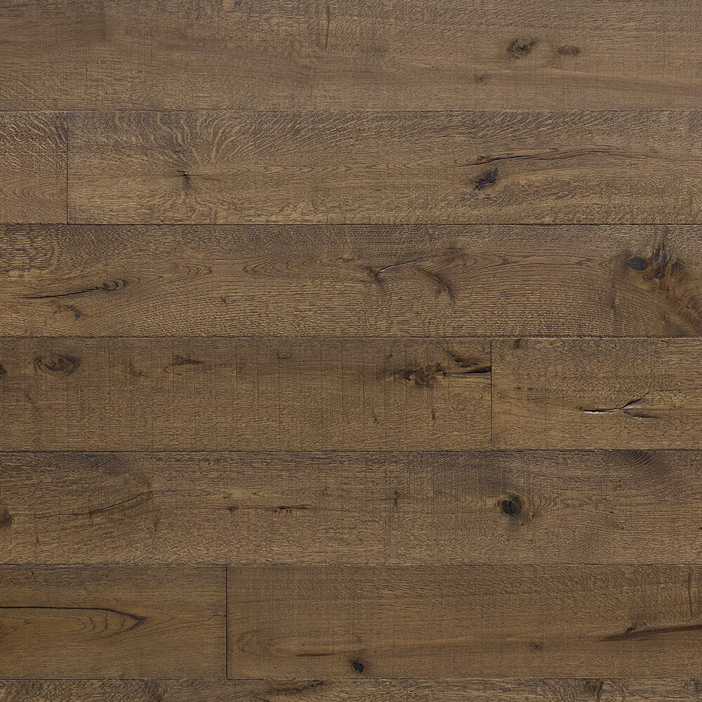 V4 Ancher: Aged, Distressed, Sawn, Unfilled, Stained & Oiled Rustic Oak.